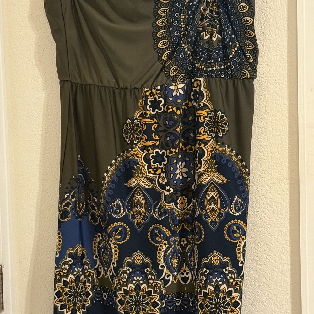 Maurices Blue and Gold Sheath Dress One Shoulder Cocktail